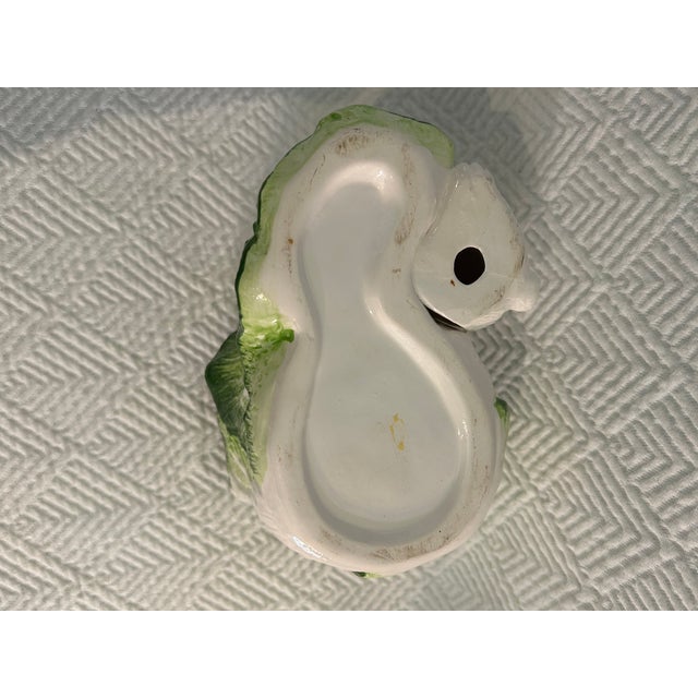 Vintage Ceramic Bunny Rabbit and Cabbage Leaf Majolica Style Planter For Sale - Image 9 of 9