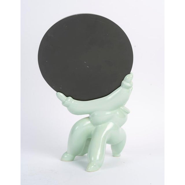 Celadon Earthenware Table Mirror by Jean Boggio For Sale - Image 6 of 8