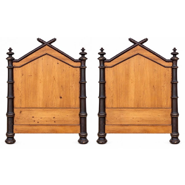 This is an antique Victorian Aesthetic Movement carved pine faux bamboo daybed. It would also make a great pair of twin...