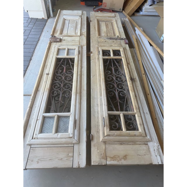 Antique Architectural Salvage Doors French Mediterranean Style With Iron Grilles For Sale - Image 4 of 10