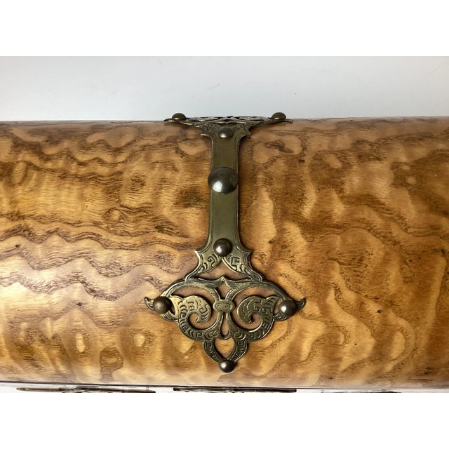 Antique Late 19th Century Burl Wood Dome Letter Writing Treasure Box For Sale - Image 9 of 11