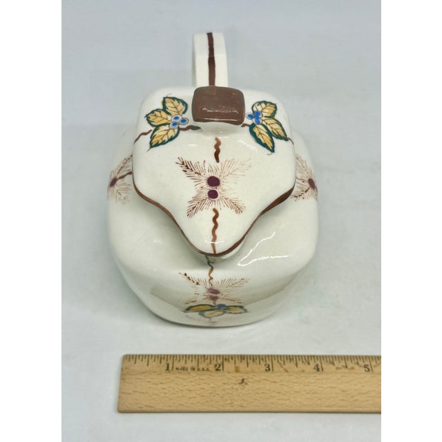 Mid 20th Century Ceramic Lidded Creamer Hand-Painted Floral Berry Motif For Sale - Image 11 of 12