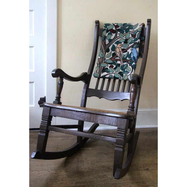 Arts & Crafts Arts and Crafts-Style "Tree of Birds" in Cream Jacquard Woven Throw Blanket For Sale - Image 3 of 12