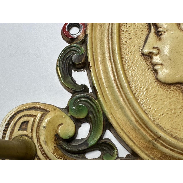 Art Nouveau Early 20th Century Art Nouveau Cast Iron Tie Rack: Judd Woman Profile Key Holder For Sale - Image 3 of 10