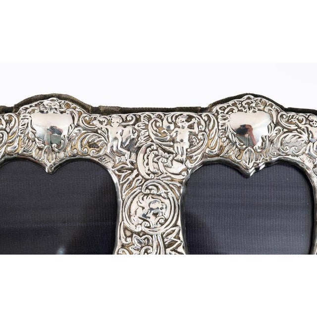Vintage Sterling Silver Rectangular Twin Portrait Photo Frame, 1800s For Sale - Image 3 of 14