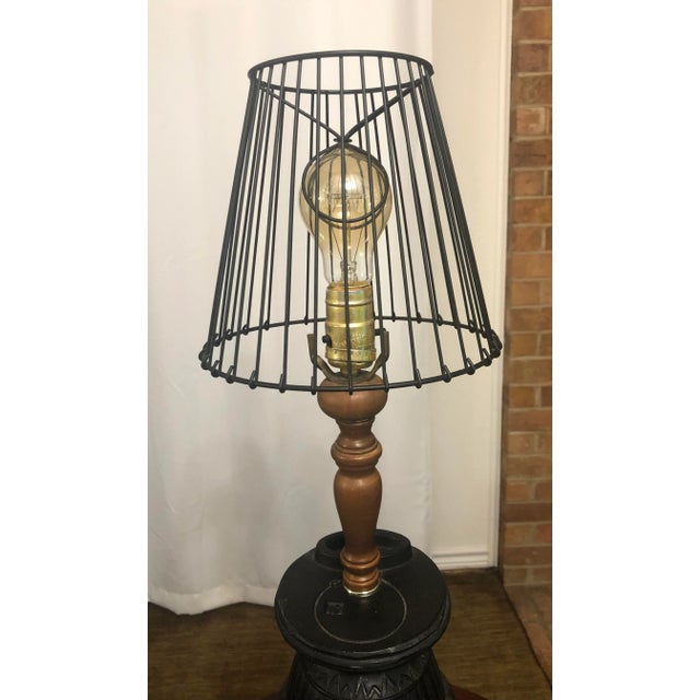Mid 20th Century Vintage Mid 20th Century Cast Iron Pot Belly Lamp For Sale - Image 5 of 12