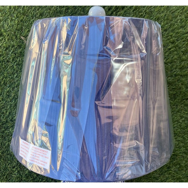 1990s Blue & White Ginger Jar Table Lamps W/Shades by Brooks Brothers For Sale - Image 4 of 5