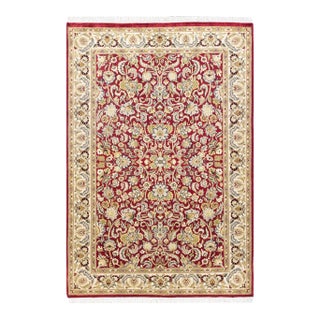 Mogul, One-of-a-Kind Hand-Knotted Area Rug in Red, 4' 2" x 6' 1" For Sale