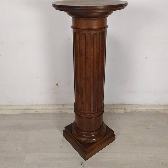 Vintage Brown Walnut Column For Sale - Image 5 of 17