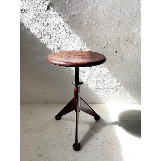 Gold Industrial Workshop Stool from Ab Odelberg & Olson, Sweden, 1930s For Sale - Image 8 of 11