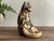 Gold 1980s Modernist Sitting Golden Cat Sculpture - Hand Painted Gilt Gold With Blue Glass Eyes For Sale - Image 8 of 10