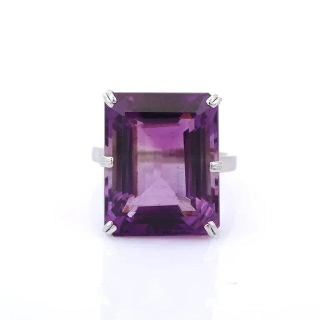 VRJewels Art Deco 23.70 Ct. Octagon Amethyst Big Cocktail Ring Size 7 For Sale
