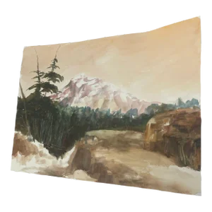 Vintage Signed Original Forest and Mountain Landscape Artwork.