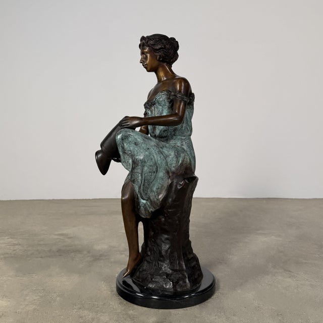 Bronze Neoclassical Sculpture, Woman With Vessel - 24" H For Sale In Dallas - Image 6 of 10