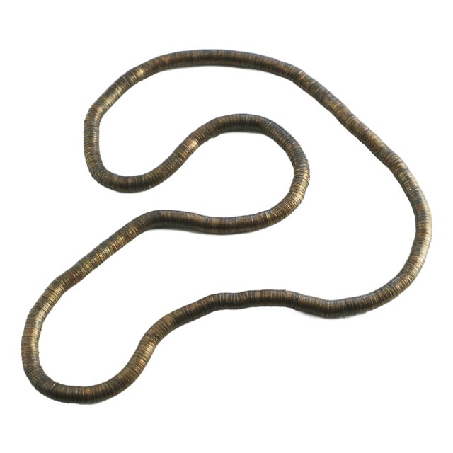 Vintage Mid-Century Modern Copper-Toned Segmented Metal Snake Necklace, 1970s For Sale