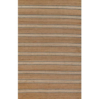 Erin Gates by Momeni Chestnut Stripe Blue Hand Woven Wool Area Rug 8' X 10' For Sale