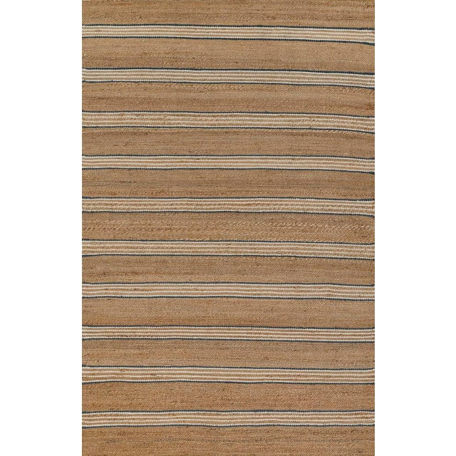 Erin Gates by Momeni Chestnut Stripe Blue Hand Woven Wool Area Rug 8' X 10' For Sale
