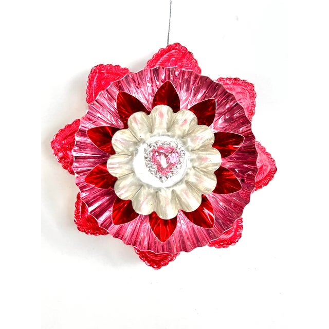 2020s Valentine Ornament With Antique Dresdens & Vintage Light Reflectors V7 For Sale - Image 5 of 5
