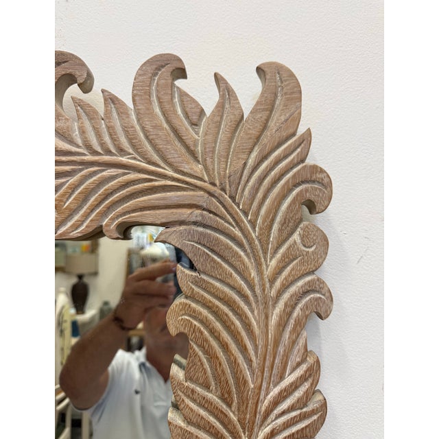Wood Vintage Carved Wood Palm Beach Regency Mirror For Sale - Image 7 of 11