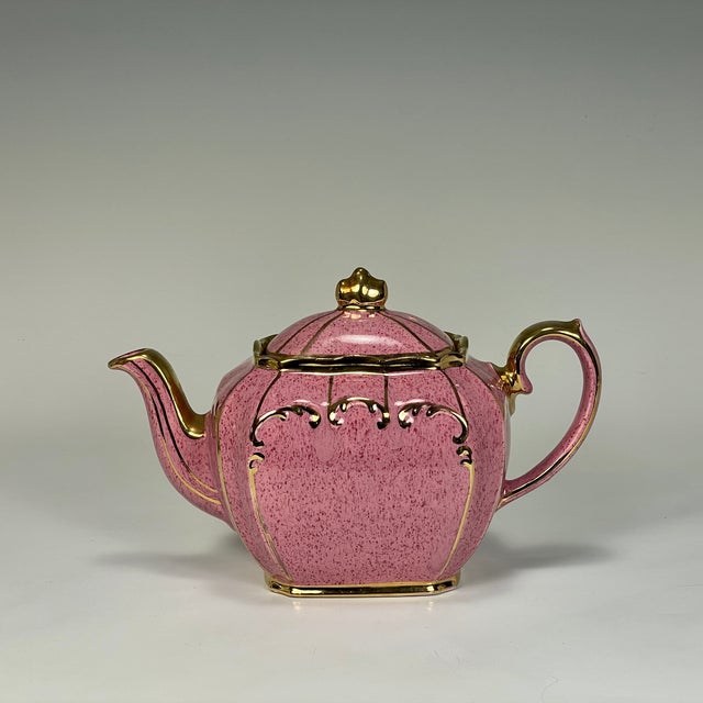 Circa 1950s Sadler Pink Speckled & Gilt Teapot — No. 1922 Chairish
