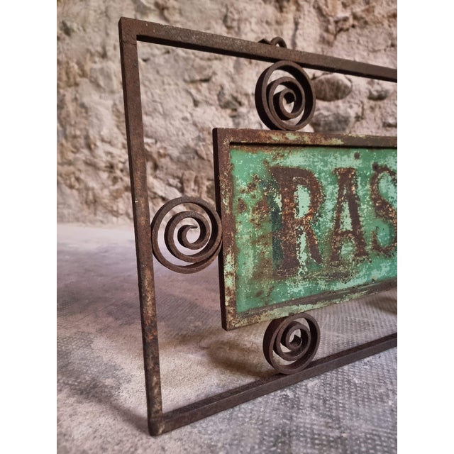 Antique French Double-Sided Shop Sign in Iron Frame, 1890s For Sale - Image 5 of 18