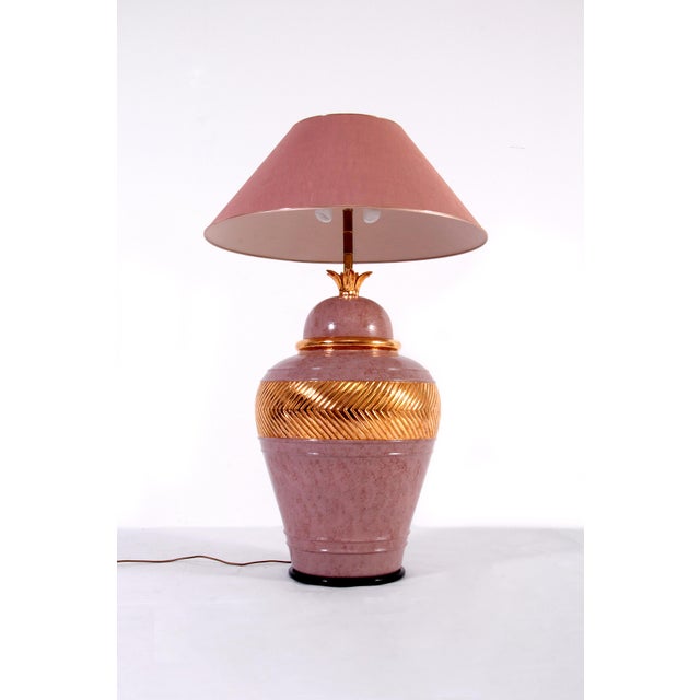 Large Vintage Italian Porcelain Lamp with Gold Detail, 1970s For Sale - Image 4 of 18