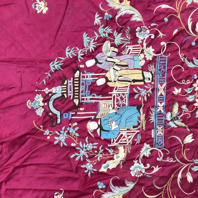 Antique Chinese Embroidery Tapestry For Sale - Image 5 of 14