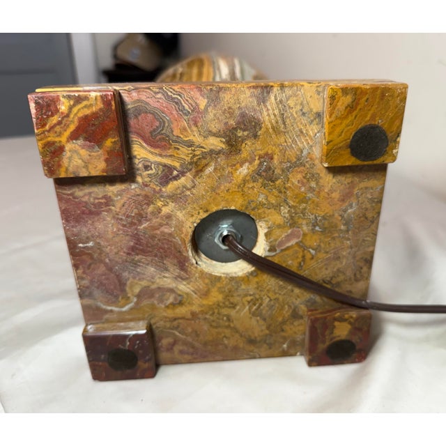 1980s Abstract Large Solid Heavy Brown Purple Green Onyx Stone Electric Table Lamp Light For Sale - Image 13 of 16