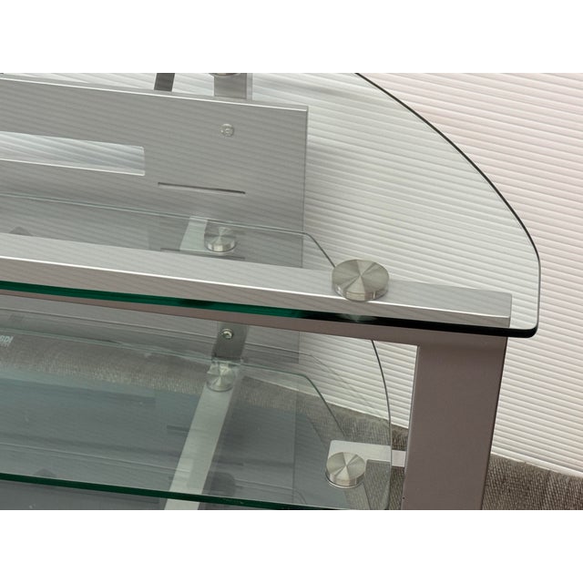 Bdi Contemporary Glass & Metal Tv Stand/Console For Sale In San Francisco - Image 6 of 12