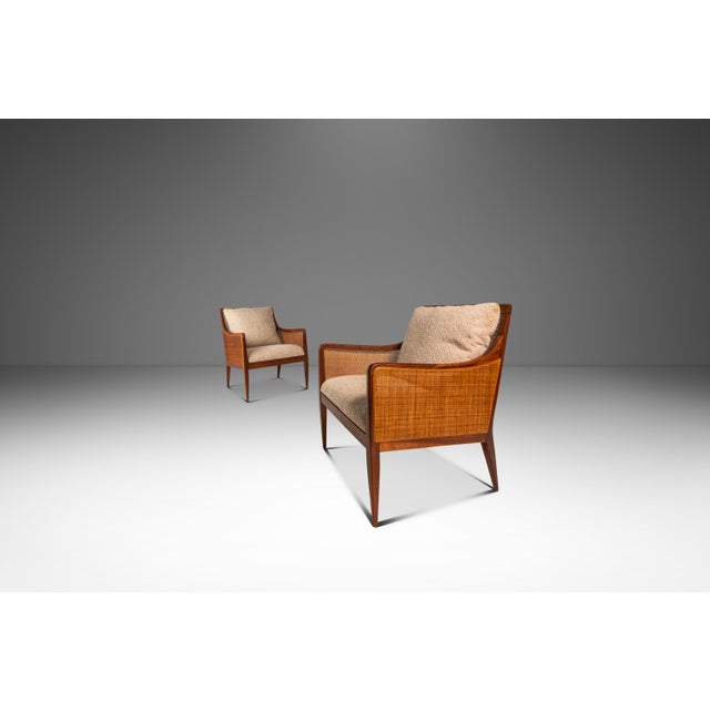 Introducing a truly extraordinary cane-armed lounge chair set designed by the influential Kipp Stewart for Drexel's lauded...