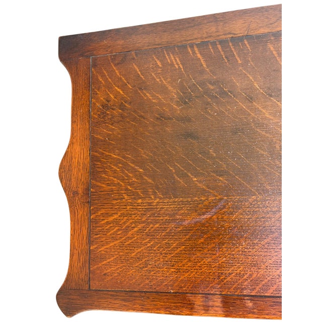 Antique English Jacobean Style Oak Flip Top Game Table Bar Cart Carved Frieze For Sale - Image 15 of 18