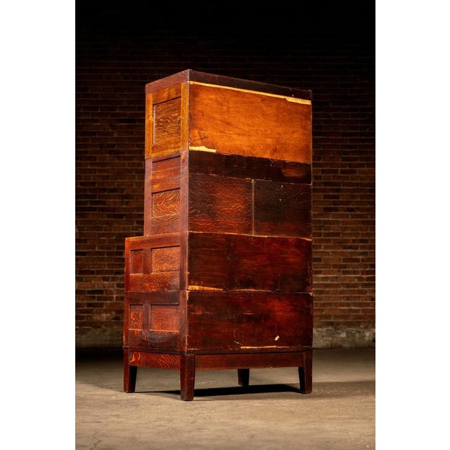 Early 20th Century Modular Oak Barrister Cabinet by Yawman & Erbe For Sale - Image 4 of 11