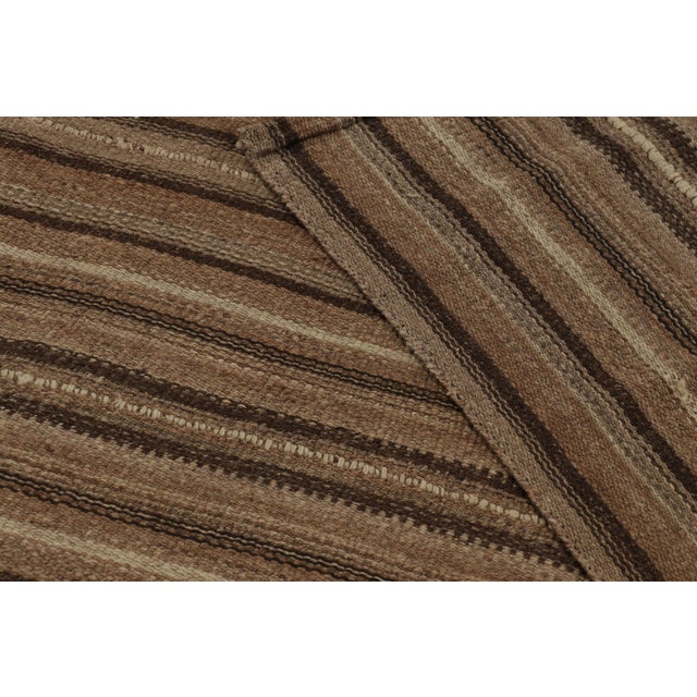 Beige Vintage Bidjar Persian Kilim, Tribal Rug in Brown Stripes For Sale - Image 8 of 8