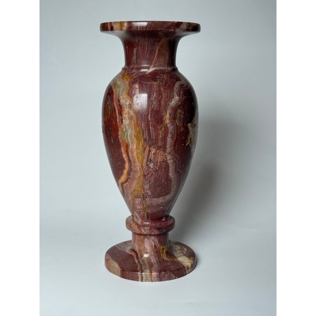 Mid 20th Century Vintage Neoclassical Italian Oxblood Red Marble Vase For Sale - Image 5 of 12