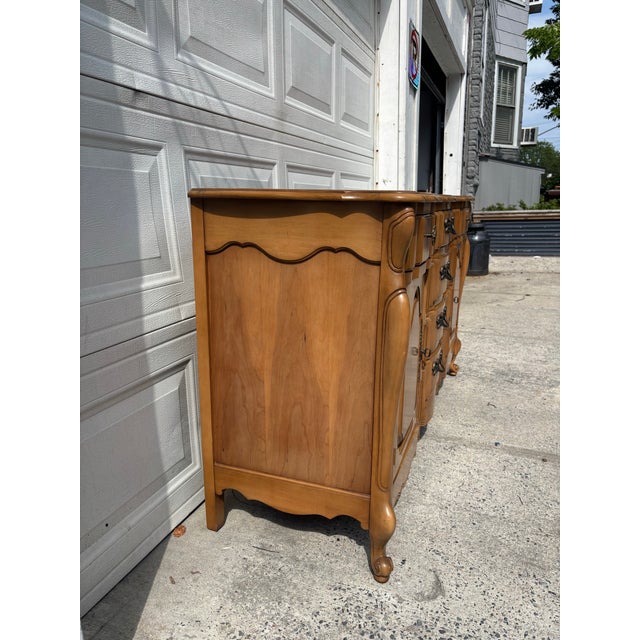 French Provincial Vintage French Provincial Sideboard Buffet Credenza Server With Serpentine Front For Sale - Image 3 of 12
