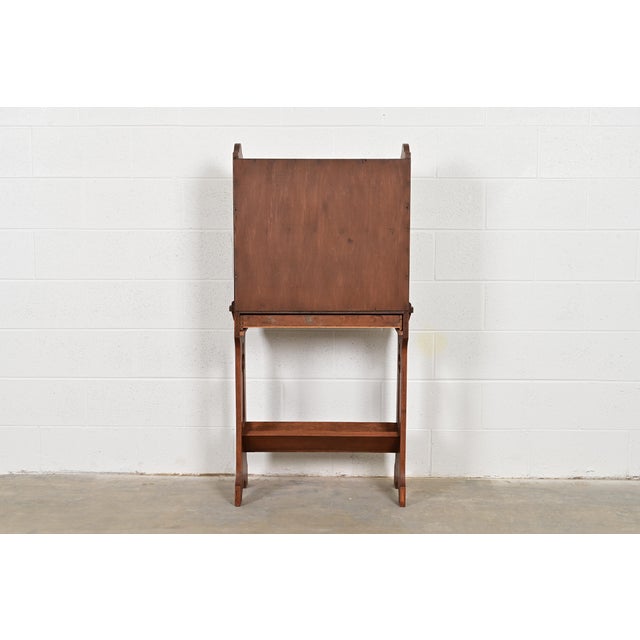 Stickley Brothers Style Antique Mission Oak Arts & Crafts Secretary Desk With Stained Glass Doors, Circa 1900 For Sale - Image 13 of 14