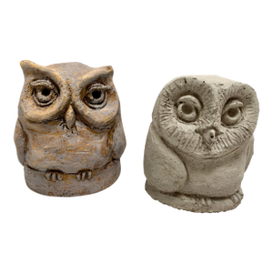 Vintage Handcrafted Pottery Owls, Set of Two