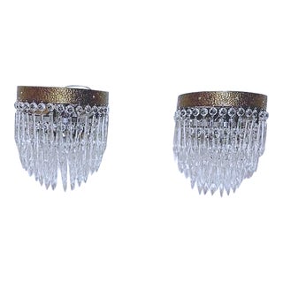 1950's Brass Rim Italian Sconces - a Pair For Sale