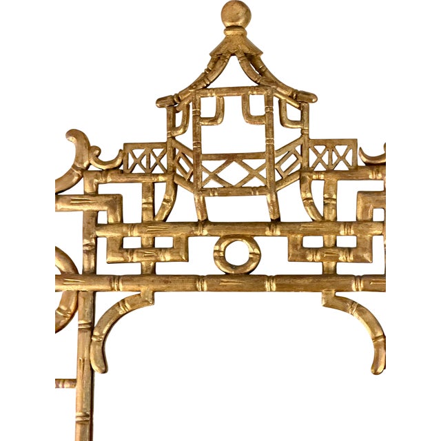 Gold Hollywood Regency Faux Bamboo Chinoiserie Pagoda Mirror For Sale - Image 8 of 8
