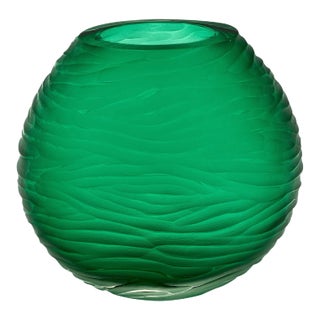 Murano Glass Green Textured Vase For Sale