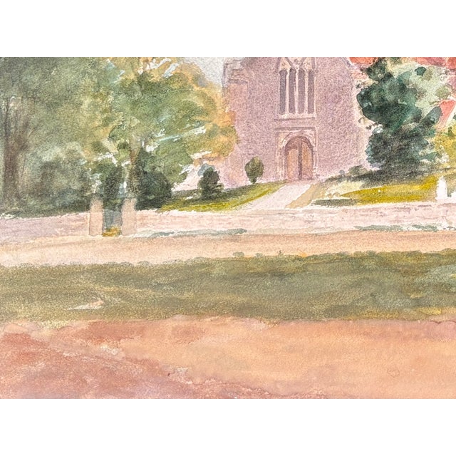 Paint 1960s Watercolor; Harold Latham; St. Andrew’s Church, Alfriston, East Sussex, For Sale - Image 7 of 10