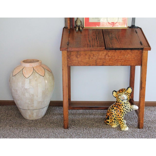 Metal Late 20th Century Post-Modern Tessellated Stone Floor Vase For Sale - Image 7 of 8
