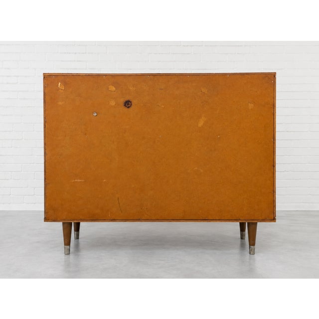 Mid Century Modern Caned Front Jr. Credenza | Small Storage Cabinet, C. 1950's For Sale - Image 12 of 12