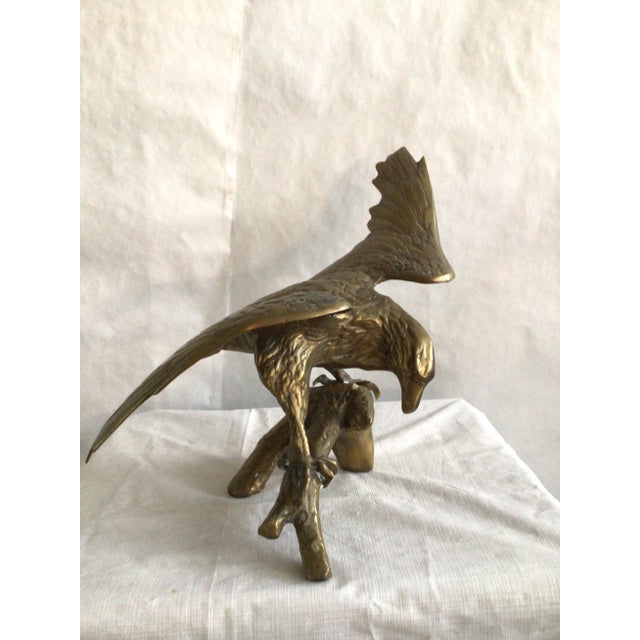 Figurative 1950s Brass Eagle on Branch Sculpture For Sale - Image 3 of 10
