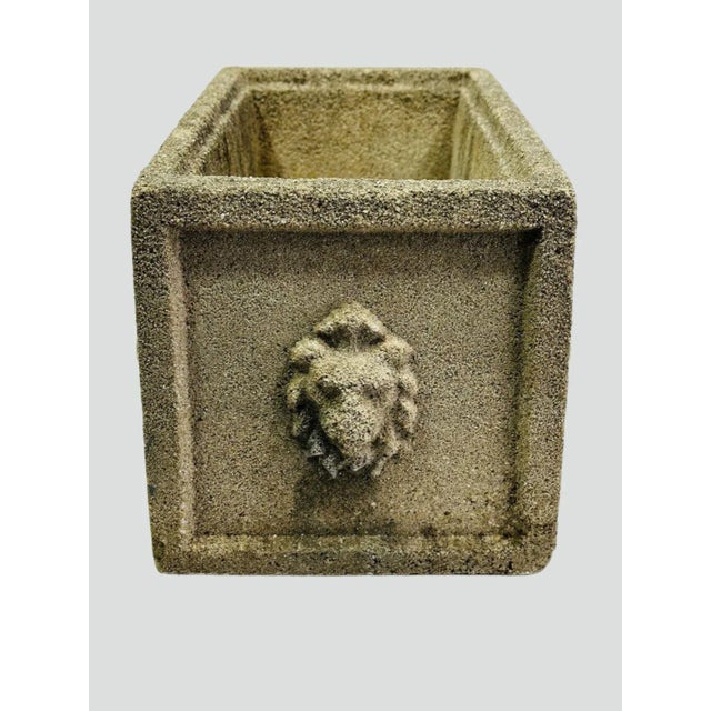 Mid 20th Century Concrete Lion Head Planters - Set of 2 For Sale - Image 4 of 10