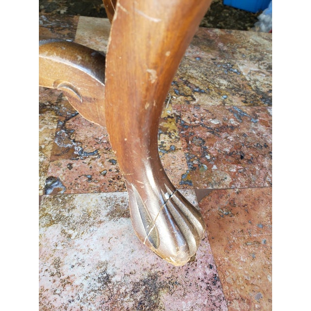 Brown 1940's Traditional Style Carved Cherub Wood Table Removable Glass Tray For Sale - Image 8 of 11