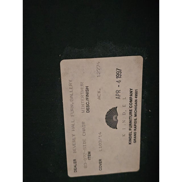 Set of 8 Kindel Winterthur Collection Mahogany Clawfoot Dinning Arm Chairs Silk For Sale - Image 12 of 14