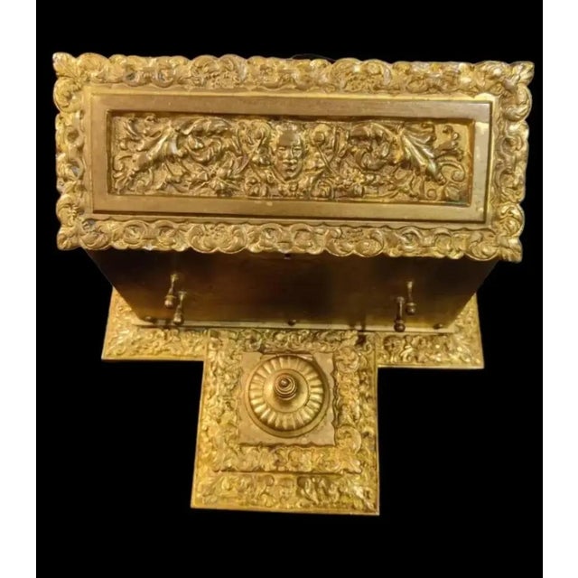 Late 19th Century Late 19th Century Ornate French Repousse Gilt Bronze Letterbox Inkstand For Sale - Image 5 of 12