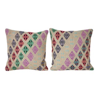 Turkish Jajim Kilim Pillow Cover - A Pair For Sale