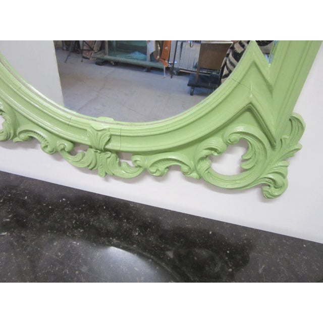 1990s Mid-Century Hand Painted Apple Green Italian Console With Mirror - 2 Pieces For Sale - Image 4 of 8